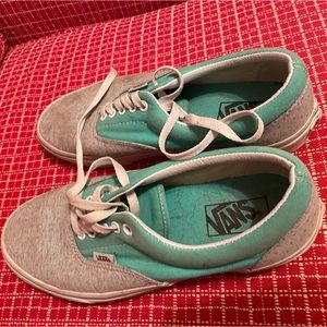 Turquoise & Grey Vans with polka dots. Womens size 9.5.